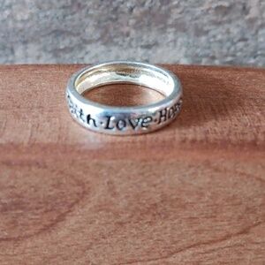 925 FAS Thai Silver Faith Love Hope Inscribed Band
